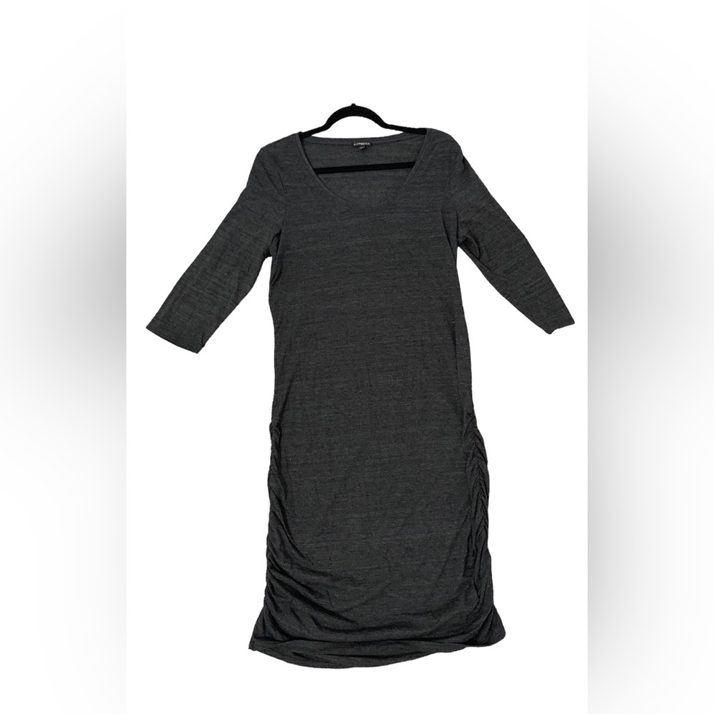 EXPRESS charcoal gray dress with ruching on sides
